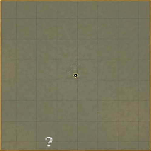 A map from the video game Vampire Survivors, showing an example of where a question mark on the map is located