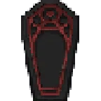 A pixel art coffin from the video game "Vampire Survivors"