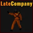 Icon for the 'LateCompany' mod featuring a character dressed in an orange jumpsuit with a cross-body strap and a helmet, set against a dark background. The character appears to be in motion, suggesting action or gameplay within the mod. This icon represents the mod within a gaming interface, helping users identify and select it among other mods.