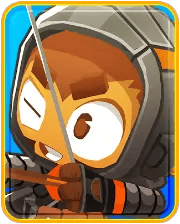 An icon image of Quincy from "Bloons TD 6," depicting the archer monkey in close-up, aiming his bow and arrow, with a determined expression.