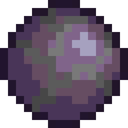 Shadow Orb from Terraria, a purple-ish ball with grey vines around it