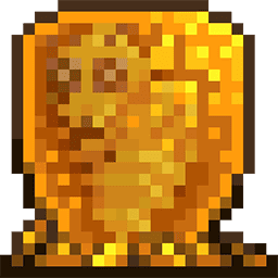 A larva inside a honey egg from Terraria